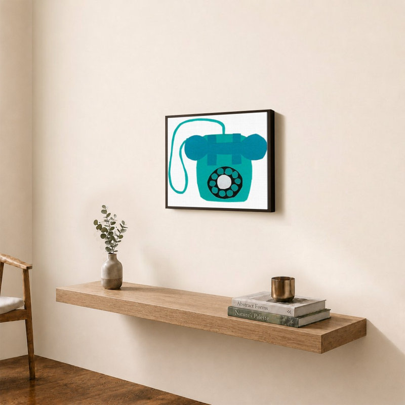 «Retro Téléphone Blue» par Jen Bucheli - Impression sur toile