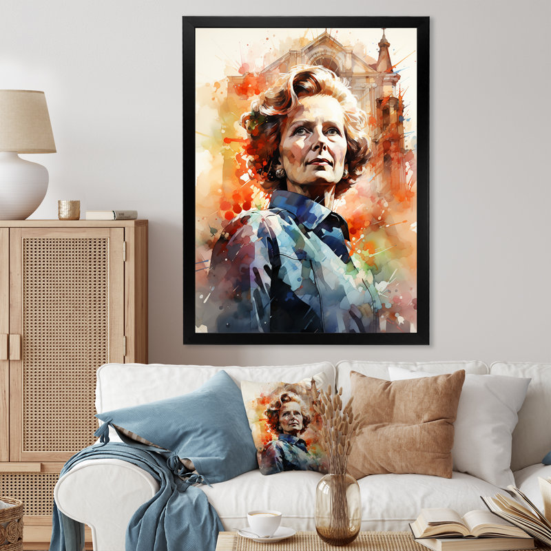 «Leader Margaret Thatcher Portrait», reproduction sur toile, H 32 po x l 16 po x P 1 po, Cadre photo noir