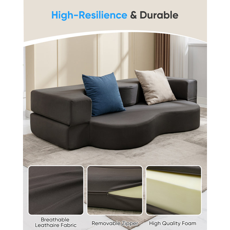Matelas de sol pliable 74 po avec mousse à mémoire de forme Leathaire, gris foncé, H 17,4 po x l 74,8 po x P 54 po