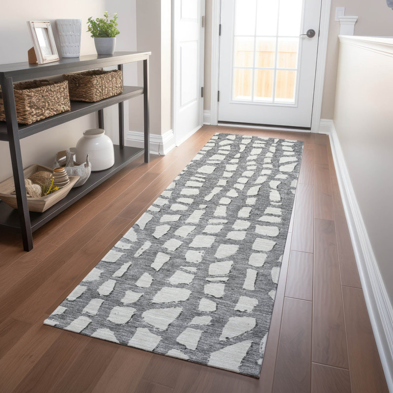 Premium Machine Washable Prisco Gray Rug, Runner 2'3" x 7'6"