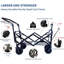 Chariots pliables avec wagons de 140 L pliables avec auvent amovible, chariot pliable avec roues pour tout-terrain avec frein, chariot pliable avec sac isotherme, pour le camping-112834135