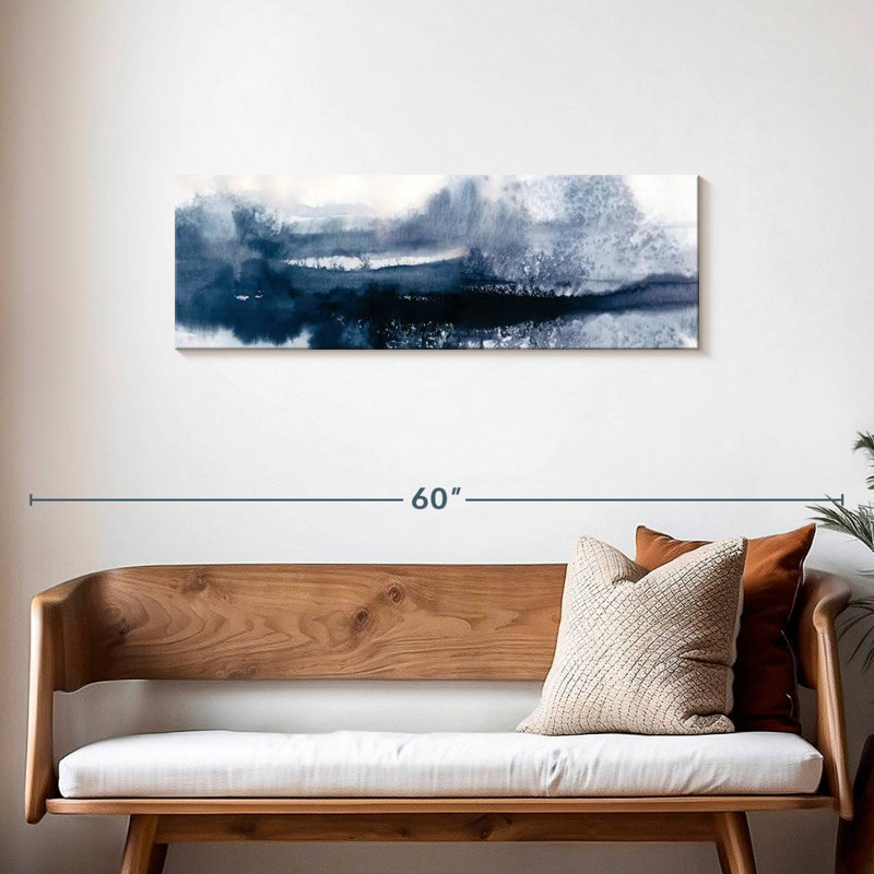Indigo Tides - Wrapped Canvas Print, 14" H x 42" W x 1.25" D