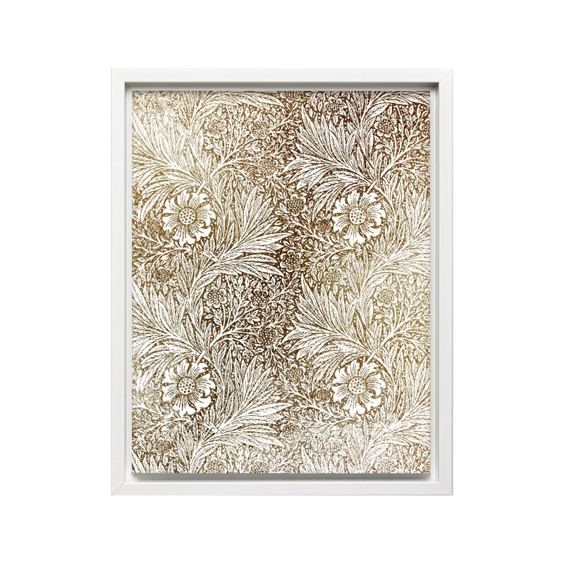 William Morris - Marigold No9, Canvas, White Framed, 11"H x 14"W
