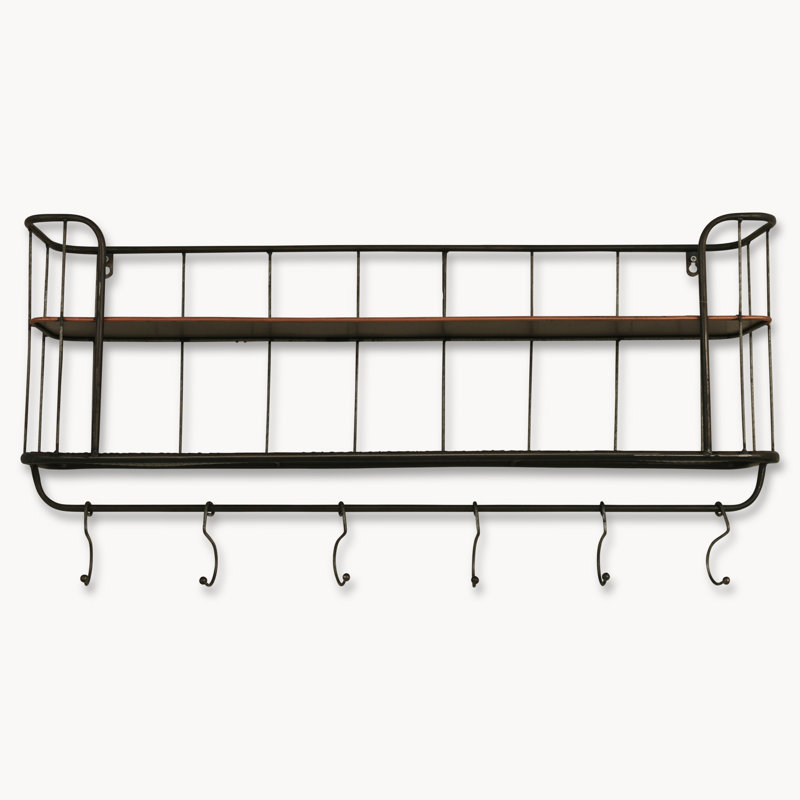 Coraima 2 Piece Metal Accent Shelf with Hooks