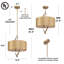 Luminaire suspendu tambour 3 lumières champagne