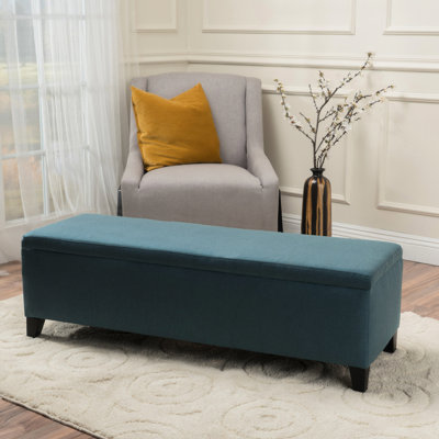 Âge élégant avec rangement supplémentaire - tissu géométrique, bois de bouleau, pieds teints, H 16,01 po x l 51 po x P 17,06 po, banc élégant pour le rangement de l'entrée ou de la chambre principale, neutre