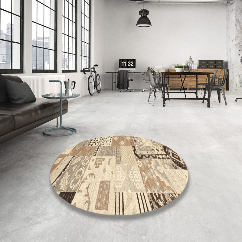 Tapis gris / brun, Rond 7 pi