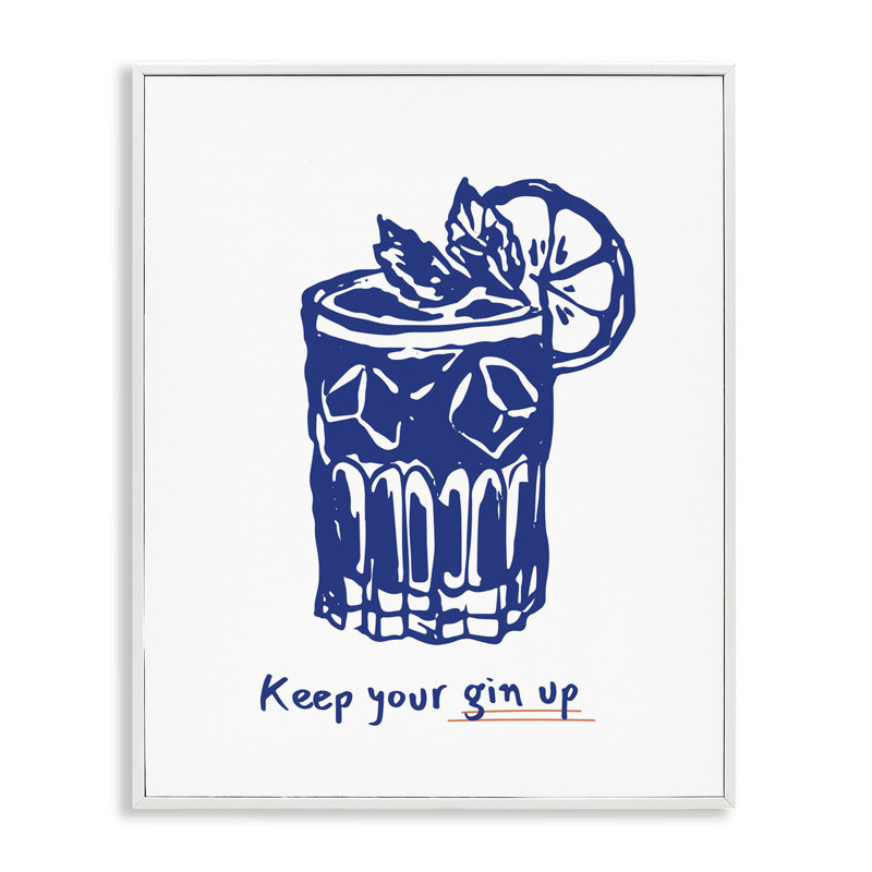 «Keep Your Gin Up», art de la giclée encadrée, design par lettré et doublé, H 30 po x l 24 po