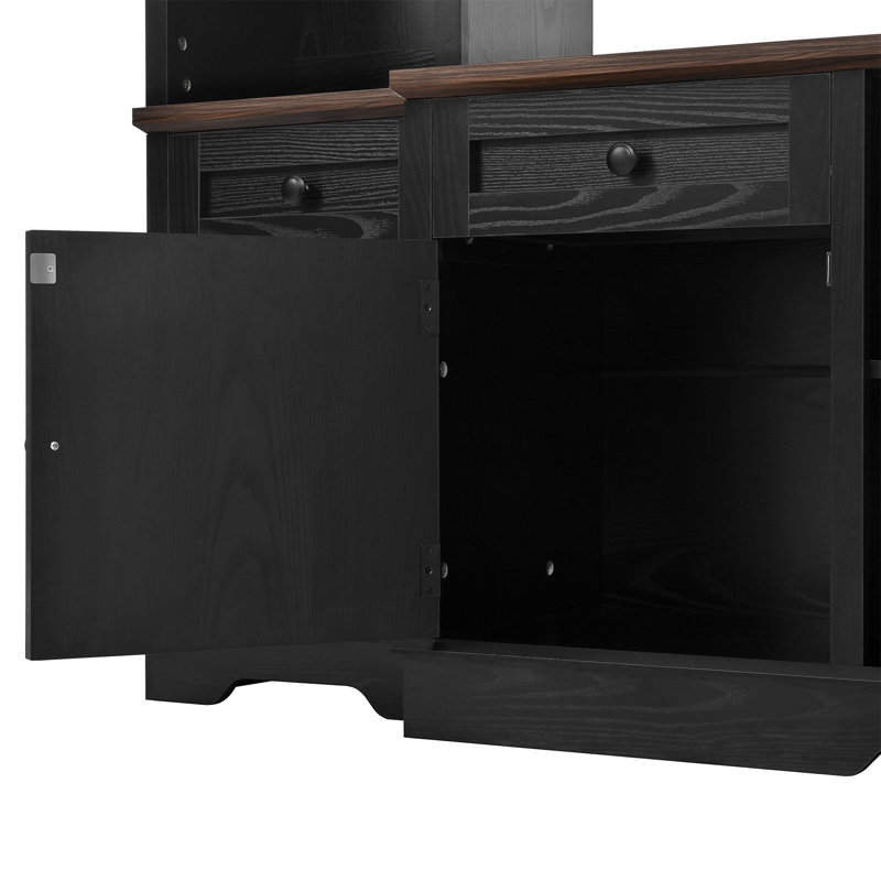 U-Can 98.8" W Wall Unit Entertainment Center With Bookshelves For Tvs Up To 80", Black