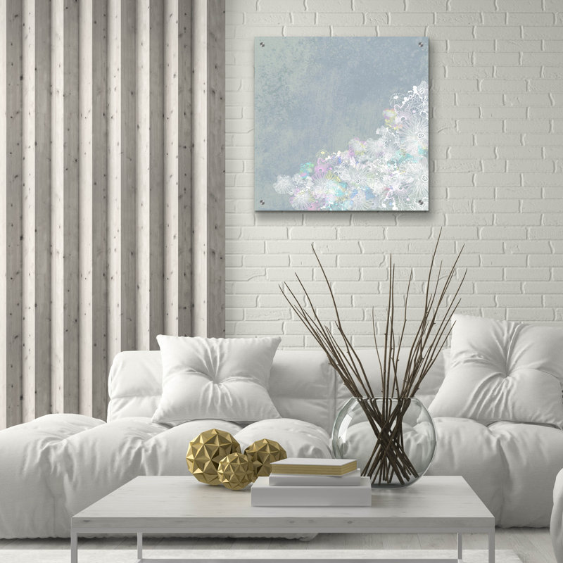 «Surf And Sand Corals 2» par Sabrina Balbuena, art mural en verre acrylique, H 24 po x l 24 po