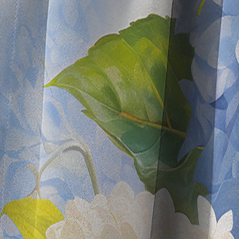 Rideau occultant en velours bleu et mauve avec hortensias éternels I - fleurs, L 52 po x L 63 po