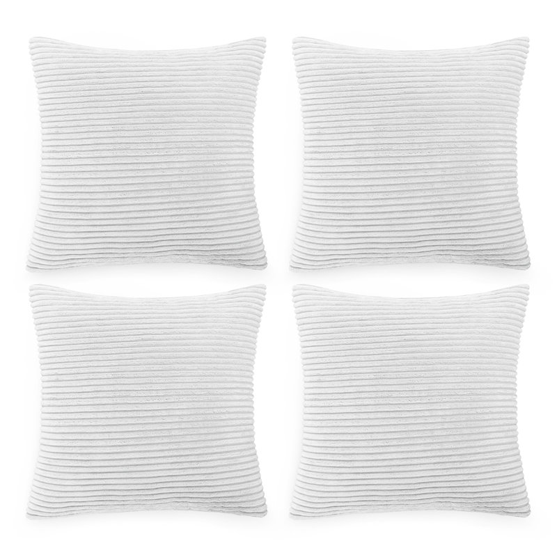Striped Square Euro Cushion Cover, White