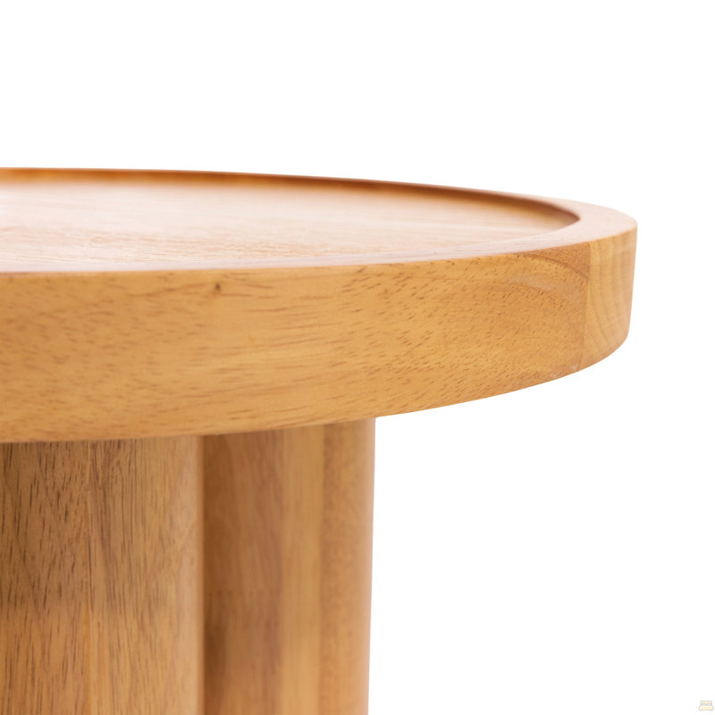 Round Solid Wood End Table,Natural