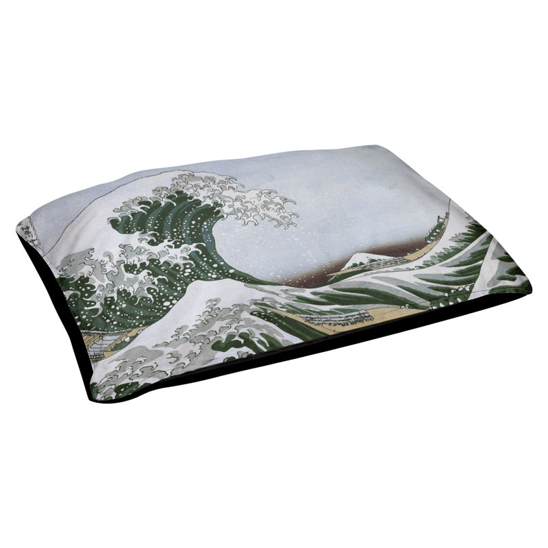 Coussin Burkart la grande vague, L 42 po x l 52 po, Vert, bleu et noir