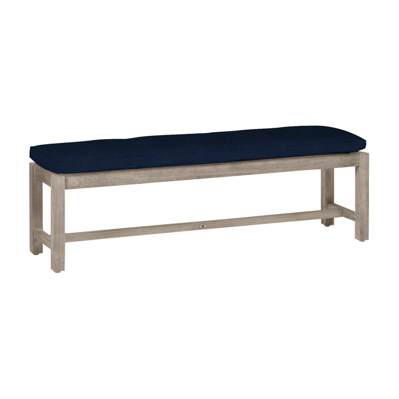 Banc sans dossier Club Teak - Huître, Huître teck, Pas de soudure, Velours indigo