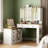 39" Oversized Makeup Mirror Vanity Table - Large Storage Side Cabinet With Tri-Color LED Smart Power Outlet-1041181768