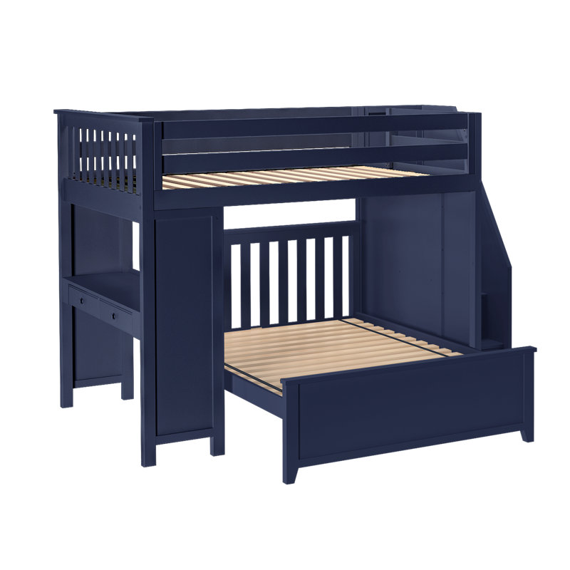 Haner Kids Full Over Full Bunk Bed with Drawers, Blue