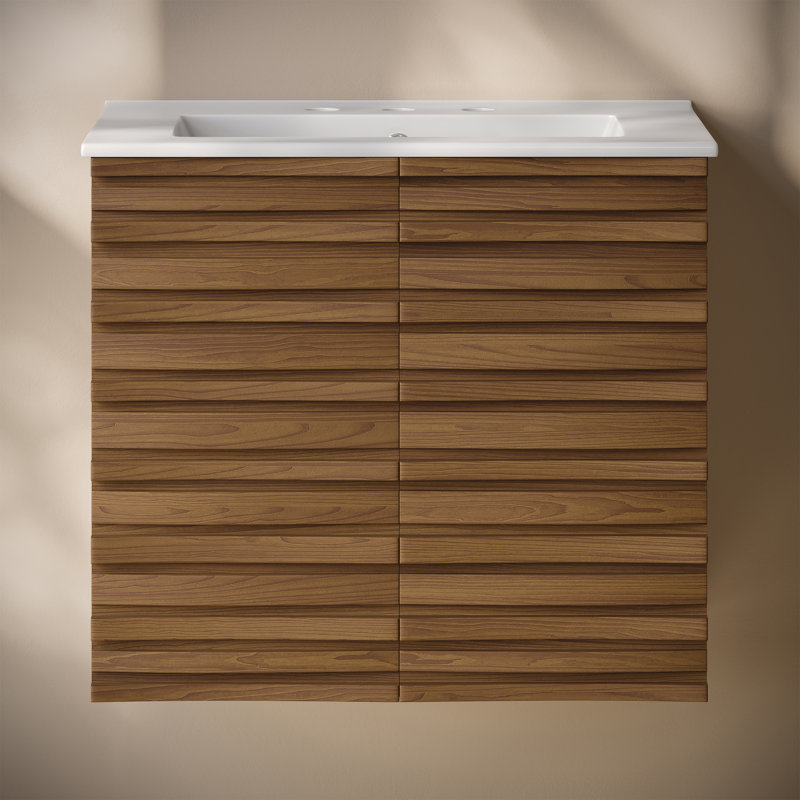 Ensemble de meuble-lavabo mural avec lavabo 24 po Judd, Blanc, Brun
