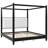 King Size Canopy Platform Bed with Upholstery Headboard,with Wooden Slat Support Legs,Black-697046822-697046827