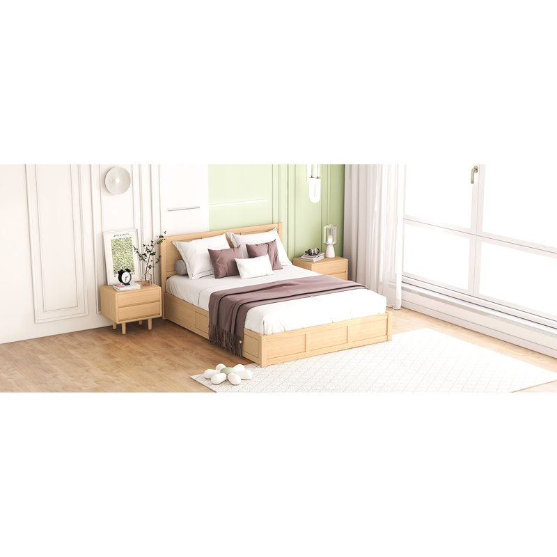 Lit plateforme en bois avec rangement 2 tiroirs sous le lit