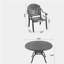 Ensemble de 7 pièces de mobilier de patio en aluminium coulé avec cadre noir et coussins de siège bleus (identique à: W1710S00487)