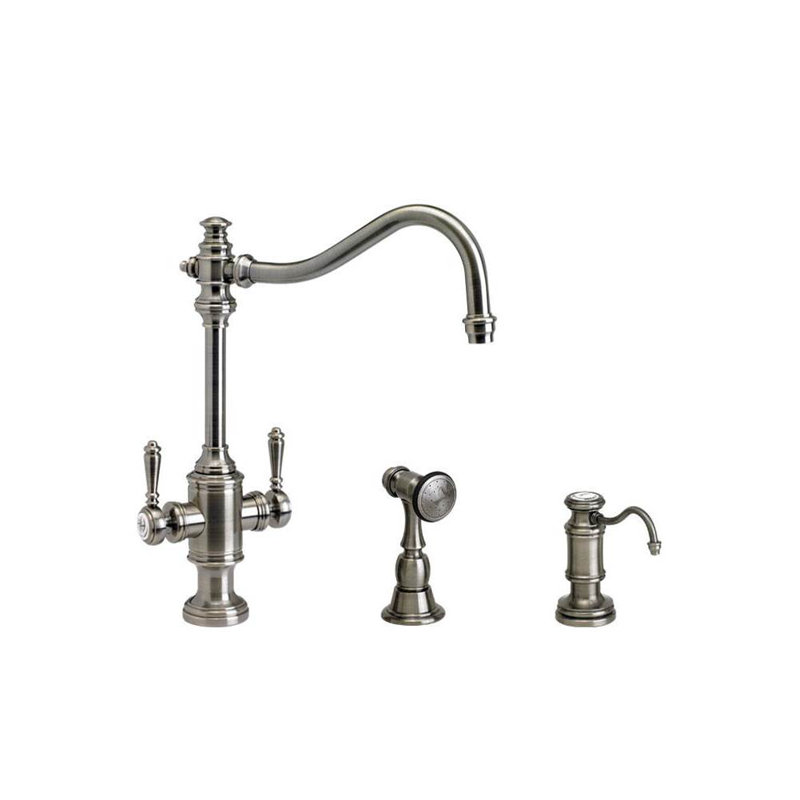 Annapolis Two Handle Kitchen Faucet, Antique Pewter
