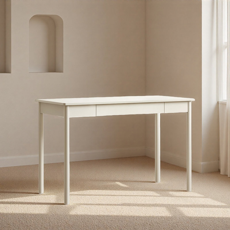 Bureau d'écriture avec rangement en bois d'hévéa blanc doux, H 29,52 po x l 41,33 po x P 19,68 po