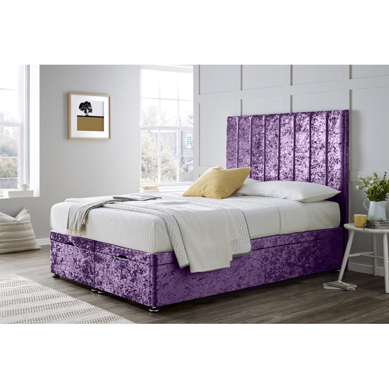 Divan Bed with 24" Headboard on Struts, Baby Pink, Double (4'6)