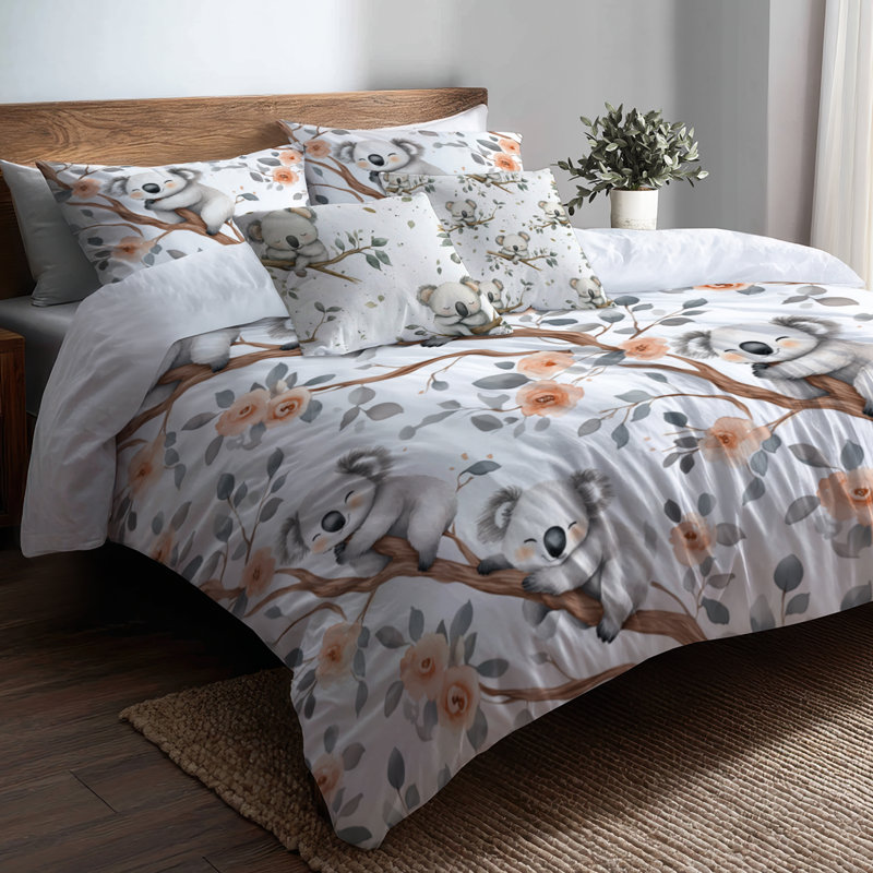 Ensemble de literie pour animaux 3 pièces pour enfants - Ensemble de housse de couette et coussin décoratif, Lit simple