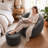 39.4" Grey Wide Oversized Bouclé Barrel Chair with Ottoman and Lumbar Pillow, Foam-Filled Comfy Lounge Chair for Living Room and Bedroom