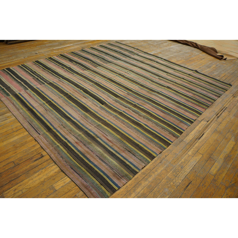 Antique American Rag Rug America Knotted