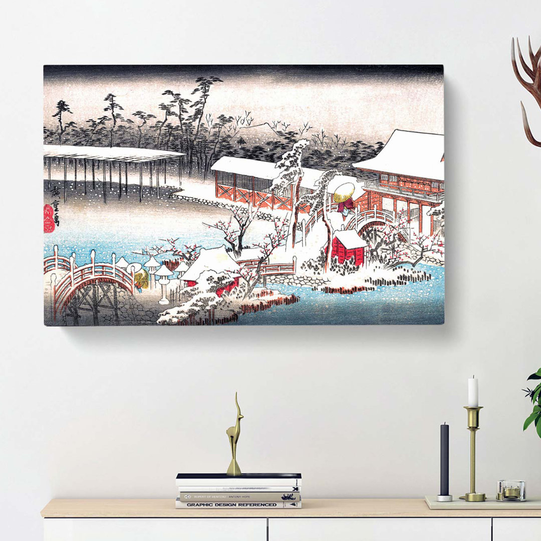 Kameido In Snow by Utagawa Hiroshige - Wrapped Canvas
