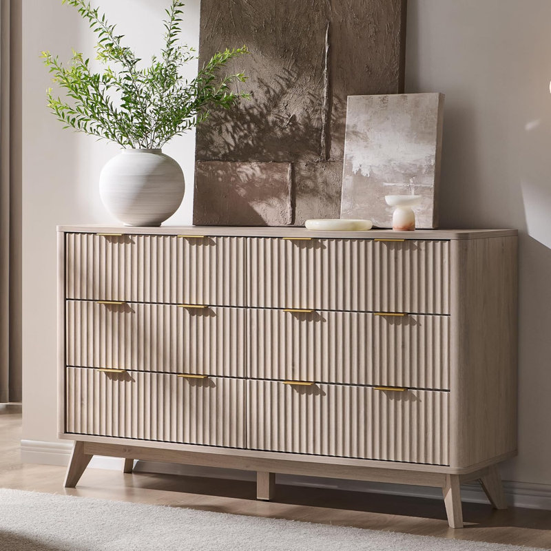 Commode 6 tiroirs Sladen, Aulne blanc