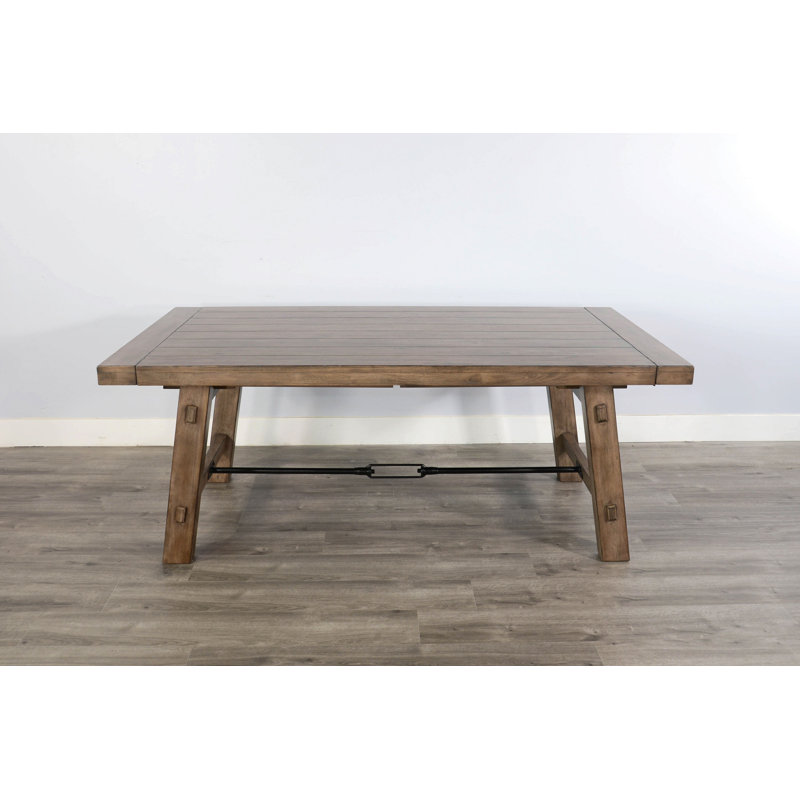Coweta 40 " Extendable Mahogany Rectangular Solid Wood Top with Solid Wood Base Dining Table, Buckskin
