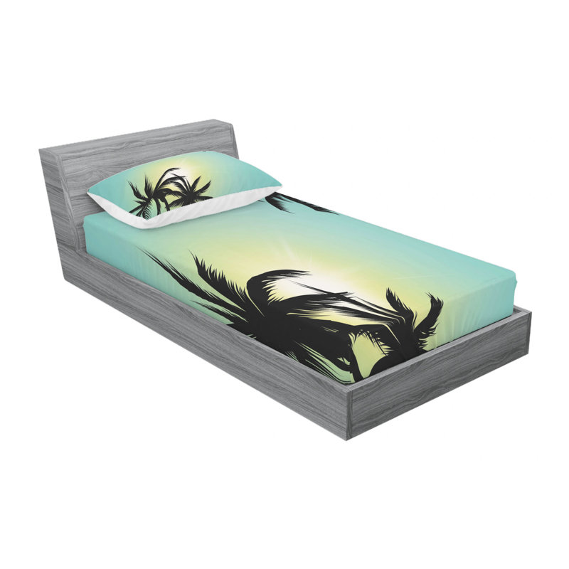 Microfiber Floral Sheet Set, Twin XL Sheet Set with Fitted Sheet