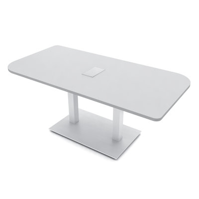 Ogren Duo Shaped Conference Table with Double Metal Post Base | Electrical Unit