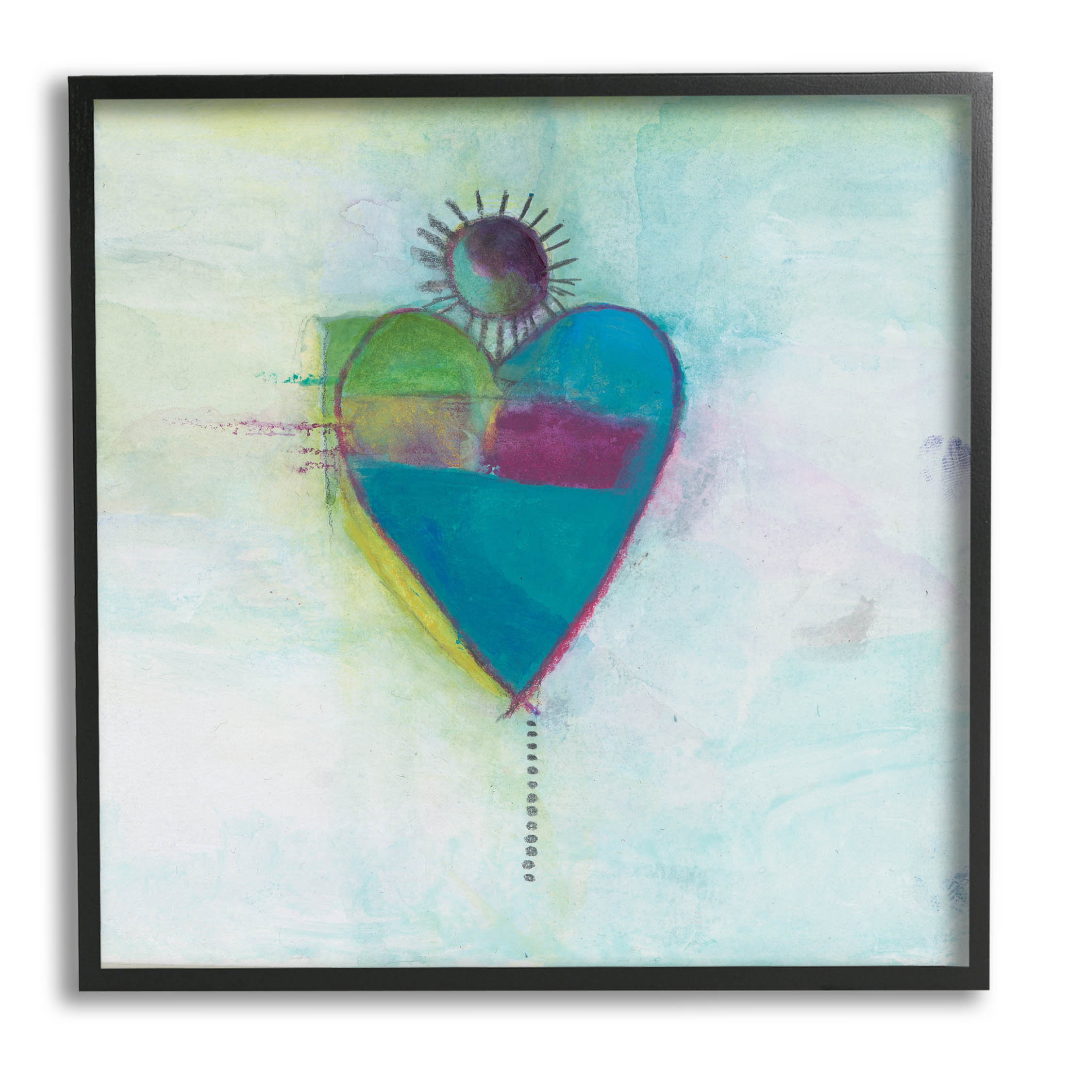 Stupell Industries Bold Sun Rays Heart Shape Framed Giclee Art By ...