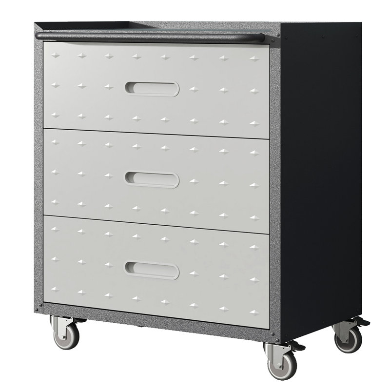 Heavy-Duty Metal Storage Cabinet With Wheels - 3 Drawer Tool Cabinet For Garage, Office, And Home Organizer Solutions