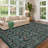 Vintage Floral Runner Rug, 9' x 12', Washable Polyester with Non-Slip Backing for Entryway, Kitchen or Bedroom, Green-1083109840-1083109844