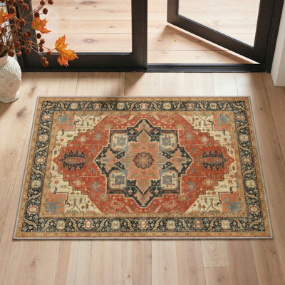 Tapis d'intérieur rouge antidérapant Andamora