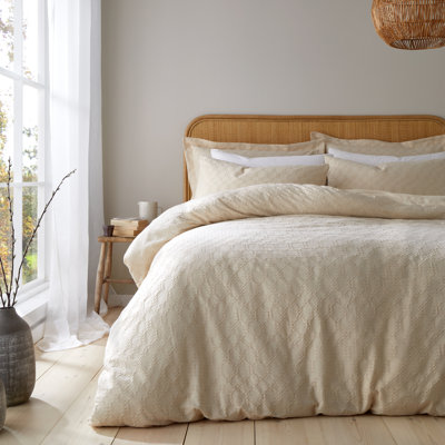 Waffle Cotton Circle 100% Cotton Duvet Cover Set with Pillowcases