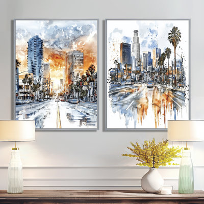 «Los Angeles Sunset Boulevard I - Cityscapes», ensemble d'art mural sur toile