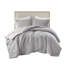 Ensemble d'édredon pour lit double / grand 3 pièces, riche en coton et rembourré, tissé, gris,