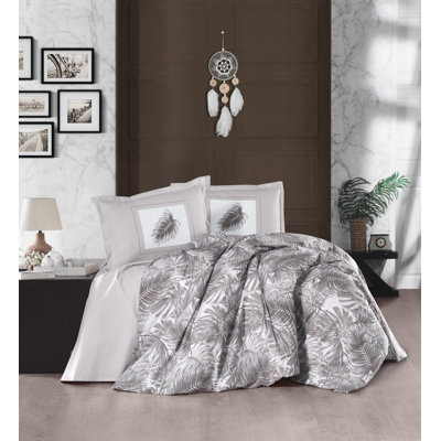 Ensemble de housse de courtepointe Ranforce - 100% coton, gris et blanc | Housse de couette 94,5 po x 86,6 po | 2 taies d'oreiller enveloppantes 23,6 po x 23,6 po | Lavable à la machine à 30 ° C, 144 fils, fermeture à boutons | Ensemble de literie doux et élégant