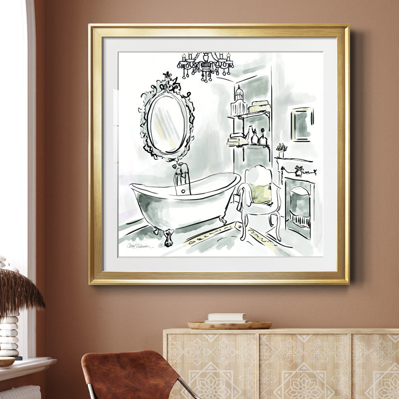 «Opulent Bath II», cadre photo, H 34,5 po x l 34,5 po x P 1,5 po, Papier encadré doré