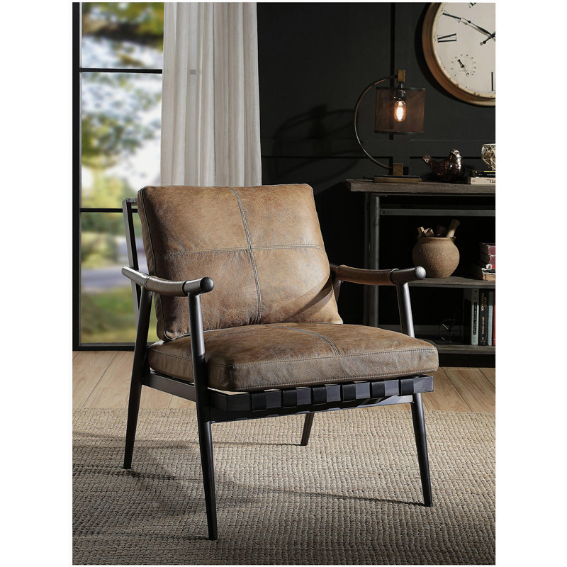 Chaise d'appoint Berham en châtaignier et fer mat avec pieds en métal