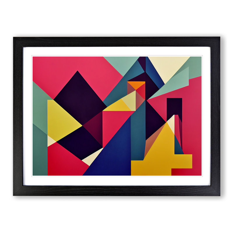 Shapes - Single Picture Frame Print, 46cm H x 64cm W, Black Framed