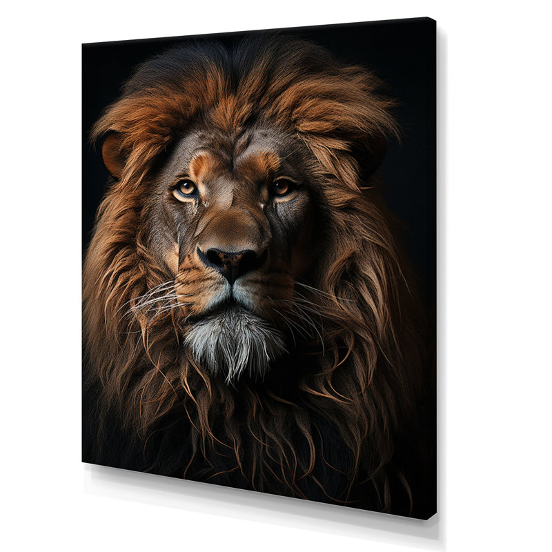 Portrait d'un roi lion royal sur toile, H 32 po x l 24 po x P 1 po, Toile tendue