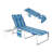 Folding Outdoor Chaise Lounge Chair with Side Table, Blue Stripe and Light Gray Oxford Fabric