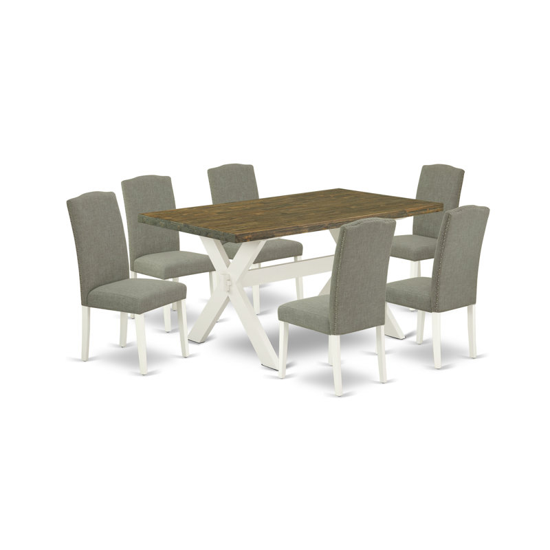 Ensemble de table de salle à manger 7 pièces 7 pièces Modernes , Jacobean patiné, H 30 po x L 60 po x l 36 po
